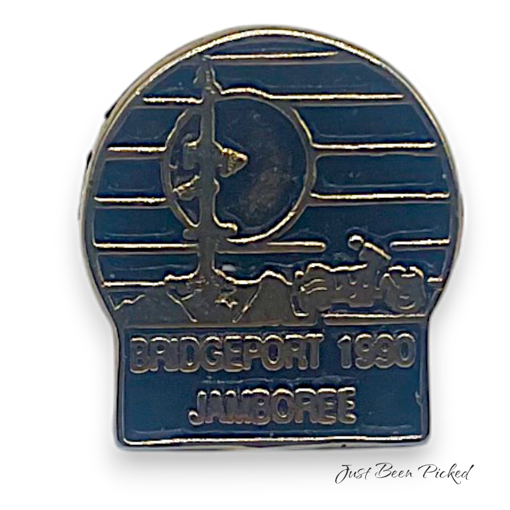 Bridgeport Jamboree Pin 1990‎ Motorcycle Rally Biker Enamel Gold Tone OS